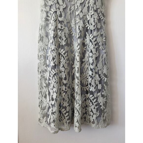 Adrianna Papell Mint Green Lace Overlay Keyhole Back Sheath Dress Size 4 - Picture 11 of 15